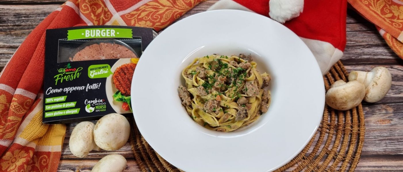 foto con piatto contenente prodotto burger vegano per menù di Natale vegano