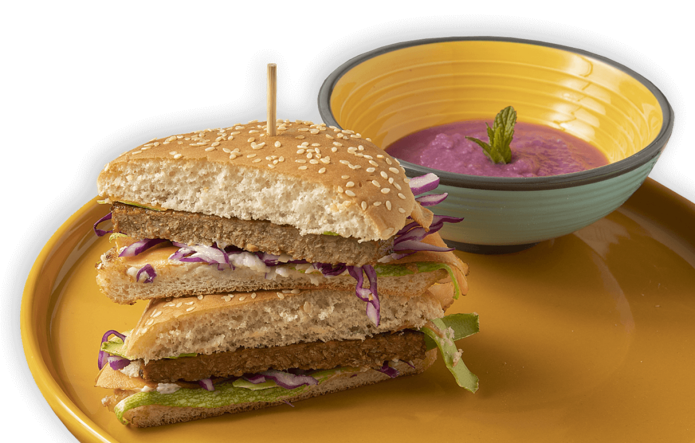 Foto intestazione pagina Ricette con piatto contenente burger vegani
