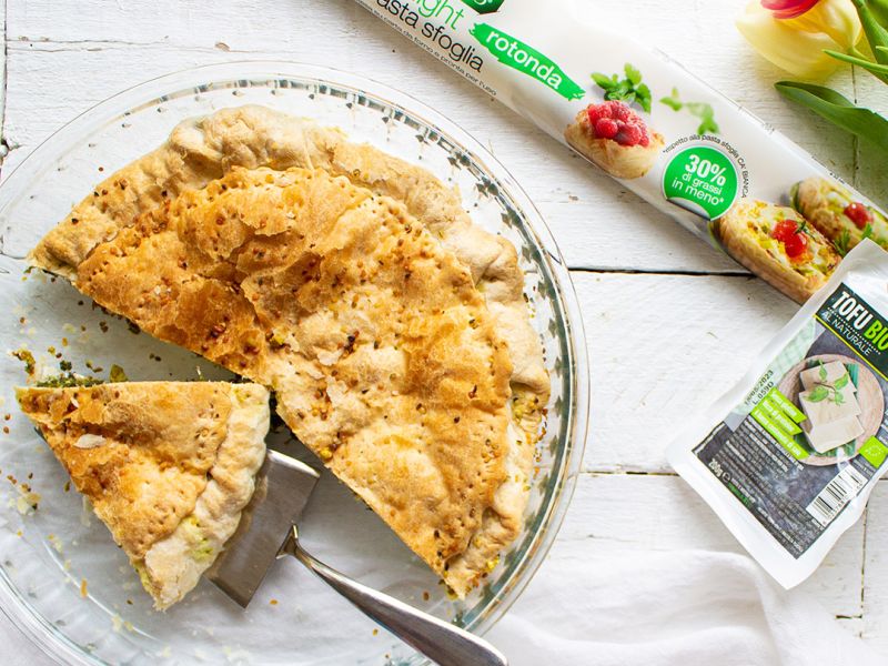 Torta salata di sfoglia con tofu ed erbette