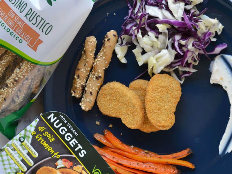 Nuggets di soia e verdure di stagione