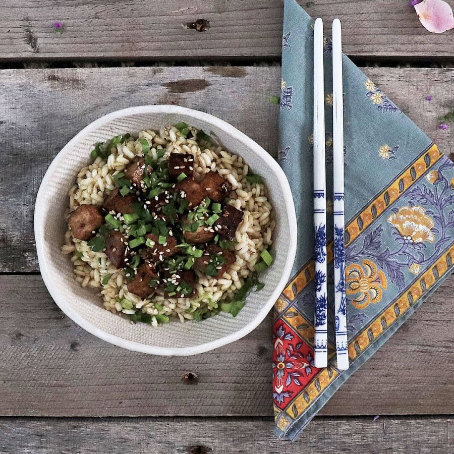 Rice bowl con tofu teriyaki