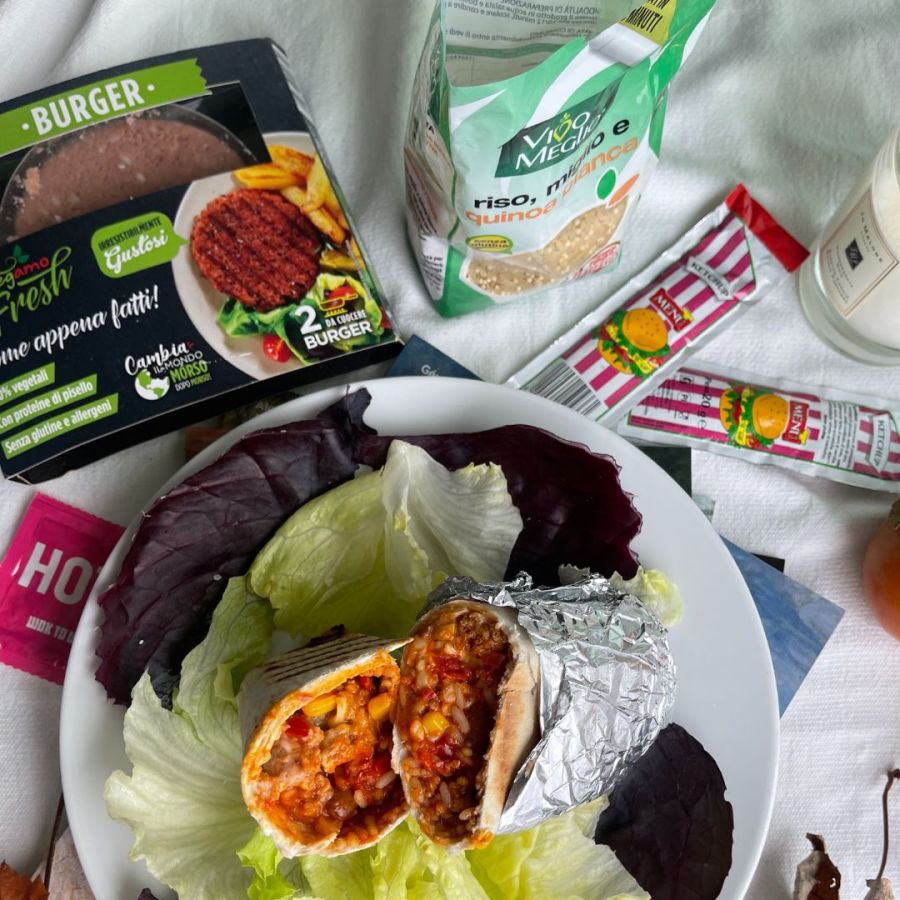 Burrito Veg con burger Vegamo