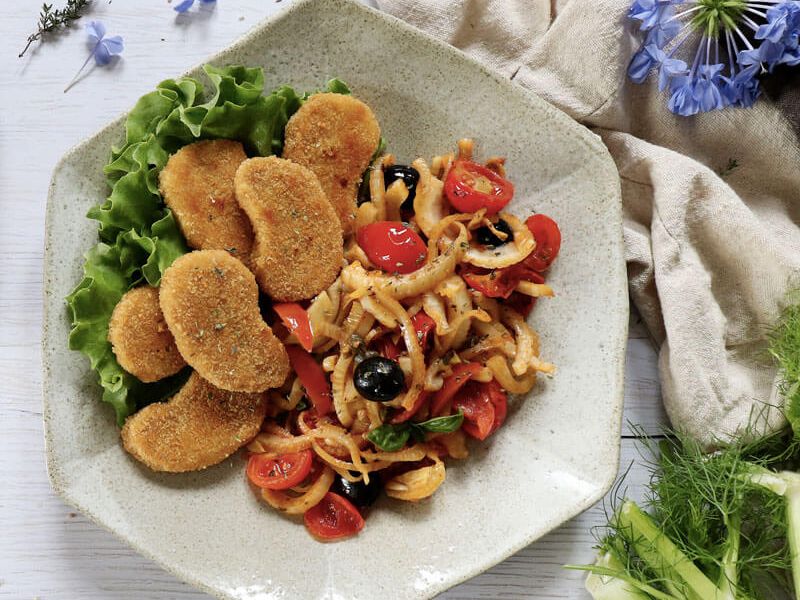Nuggets di soia con finocchi alla pizzaiola
