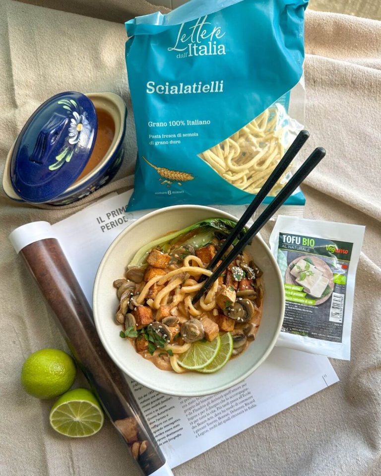 Immagine anteprima ricetta Ramen all’italiana con tofu croccante, scialatielli e funghi