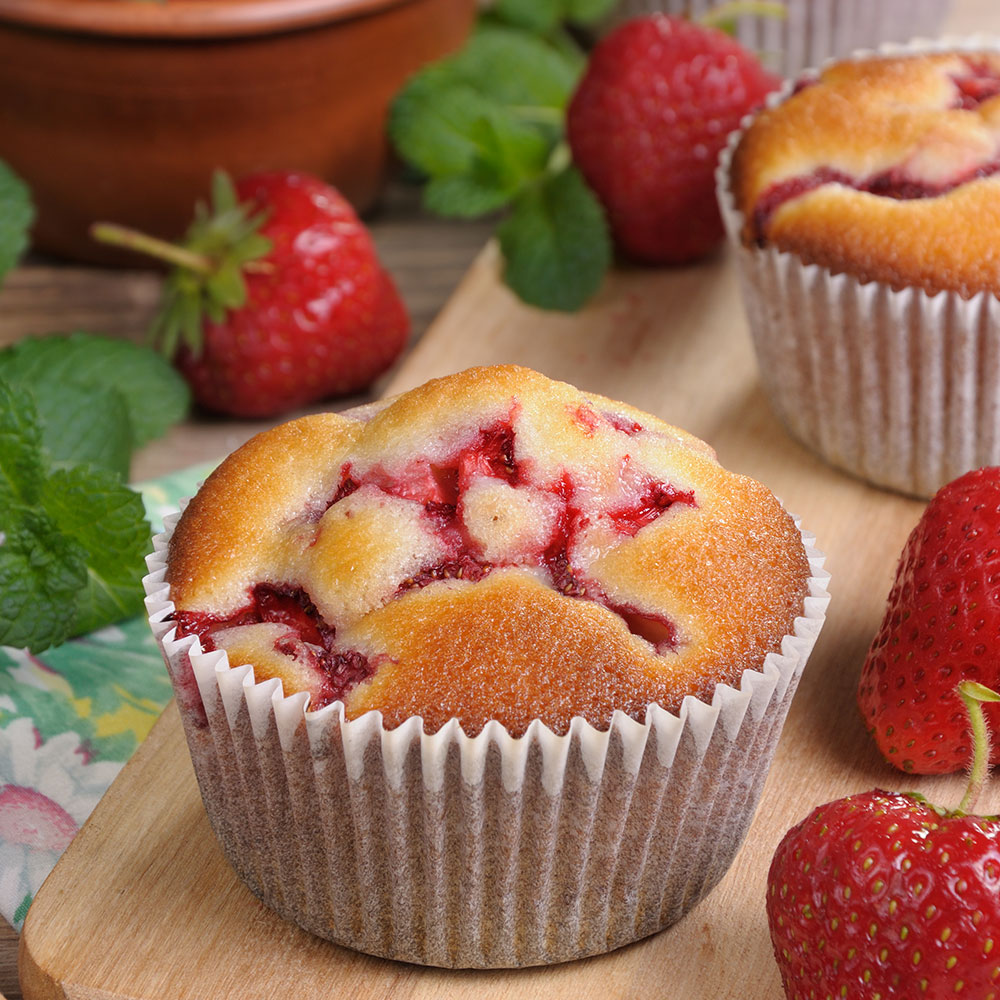 Muffin vegani fragole e rosmarino