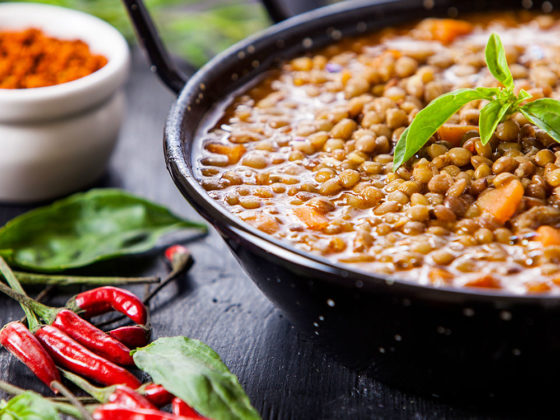 Stufato di lenticchie e seitan