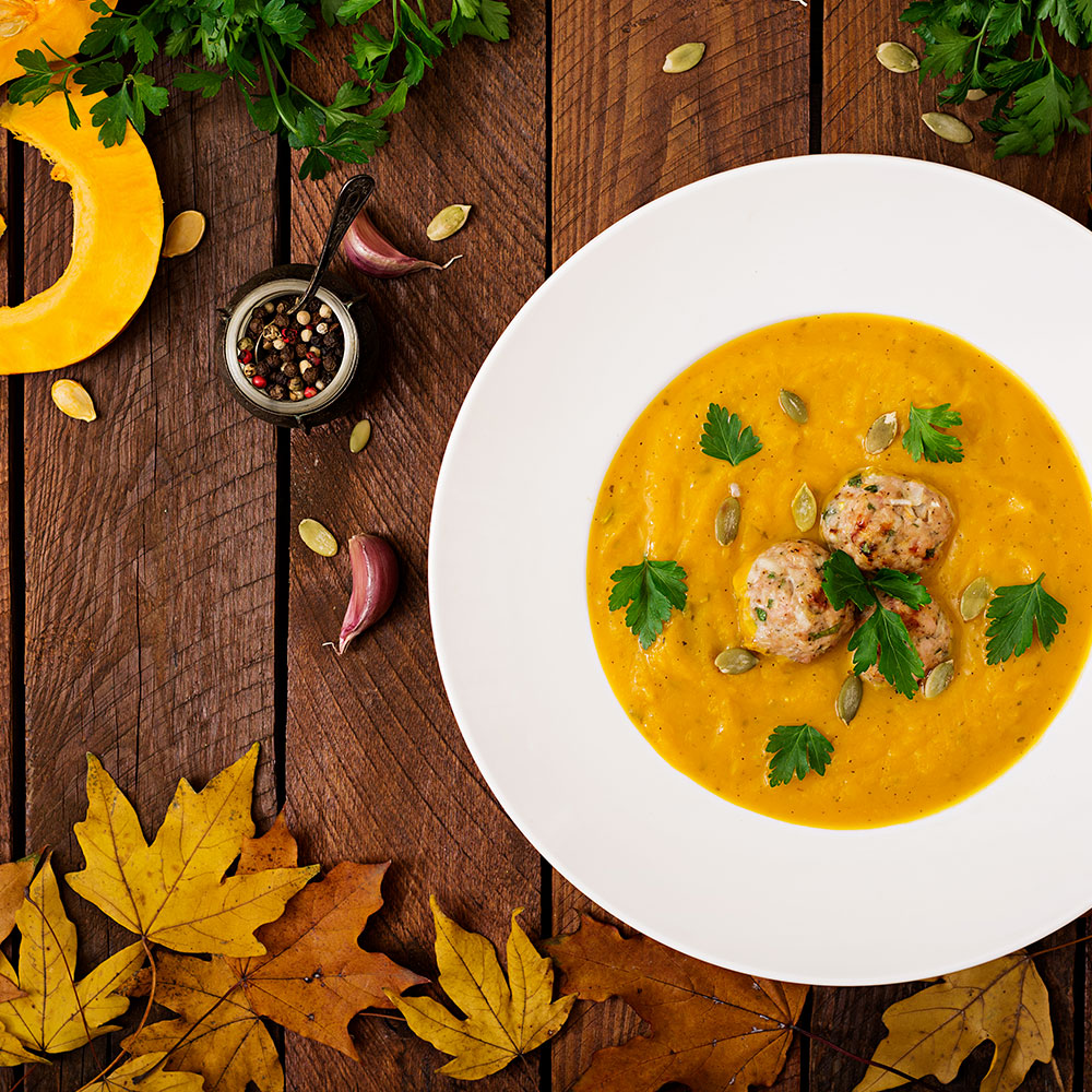 vellutata di zucca e polpette